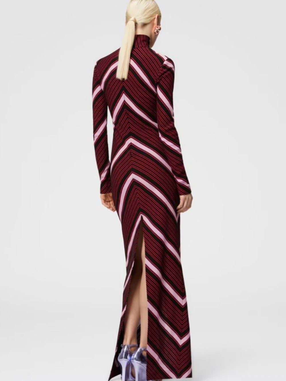 Missoni Pink and Black Chevron Turtleneck Long-Sleeve Dress - Picture 3 of 9